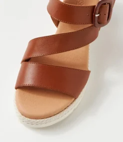 Women SUPERSOFT Comfort|Wedges-Jennis Cognac Leather Sandals