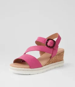 Women SUPERSOFT Comfort|Wedges-Jennis Pink Leather Sandals