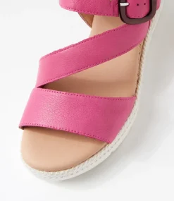 Women SUPERSOFT Comfort|Wedges-Jennis Pink Leather Sandals