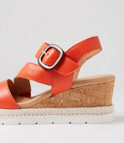 Women SUPERSOFT Comfort|Wedges-Jennis Pumpkin Leather Sandals