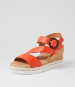 Women SUPERSOFT Comfort|Wedges-Jennis Pumpkin Leather Sandals