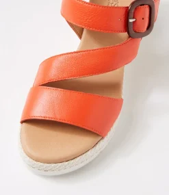 Women SUPERSOFT Comfort|Wedges-Jennis Pumpkin Leather Sandals