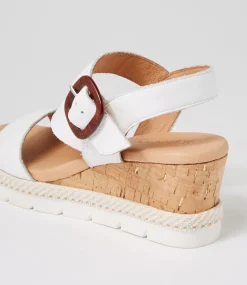 Women SUPERSOFT Comfort|Wedges-Jennis White Leather Sandals