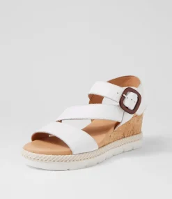 Women SUPERSOFT Comfort|Wedges-Jennis White Leather Sandals