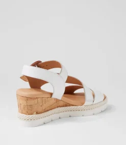 Women SUPERSOFT Comfort|Wedges-Jennis White Leather Sandals