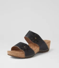 Women COLORADO Comfort|Slides-Joie Black Leather Sandals