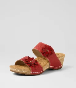 Women COLORADO Comfort|Slides-Joie Red Leather Sandals
