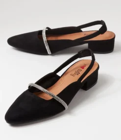 Women I LOVE BILLY Flats-JOKKEY IL BLACK MICROSUEDE