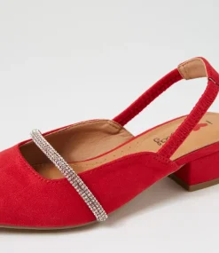 Women I LOVE BILLY Flats-Jokkey Red Microsuede Flat Shoes