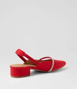 Women I LOVE BILLY Flats-Jokkey Red Microsuede Flat Shoes