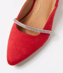 Women I LOVE BILLY Flats-Jokkey Red Microsuede Flat Shoes