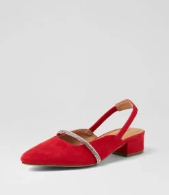 Women I LOVE BILLY Flats-Jokkey Red Microsuede Flat Shoes