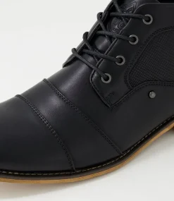 C88 by COLORADO Boots|Casuals-Jordi Black Washed Sole Lace Up Boots
