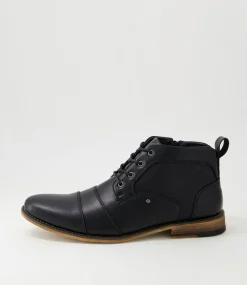 C88 by COLORADO Boots|Casuals-Jordi Black Washed Sole Lace Up Boots