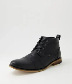 C88 by COLORADO Boots|Casuals-Jordi Black Washed Sole Lace Up Boots
