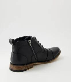 C88 by COLORADO Boots|Casuals-Jordi Black Washed Sole Lace Up Boots