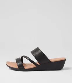 Women SUPERSOFT Comfort|Slides-Jorja2 Black Leather Sandals