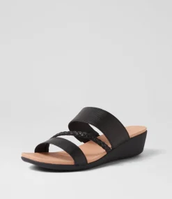 Women SUPERSOFT Comfort|Slides-Jorja2 Black Leather Sandals