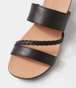 Women SUPERSOFT Comfort|Slides-Jorja2 Black Leather Sandals