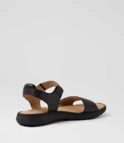 Women SUPERSOFT Comfort|Flats-Josephines D Black Leather Sandals