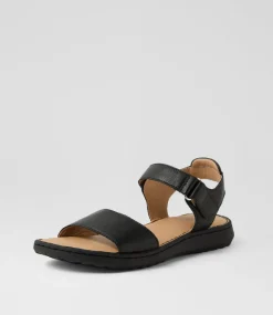 Women SUPERSOFT Comfort|Flats-Josephines D Black Leather Sandals