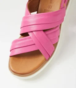 Women DIANA FERRARI Wedges|Heels-Juily Fuchsia Leather Sandals