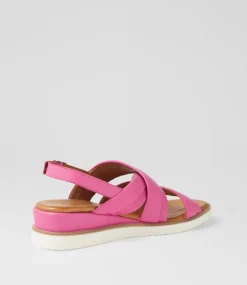 Women DIANA FERRARI Wedges|Heels-Juily Fuchsia Leather Sandals