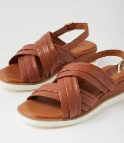 Women DIANA FERRARI Wedges|Heels-Juily Tan Leather Sandals