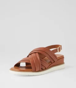 Women DIANA FERRARI Wedges|Heels-Juily Tan Leather Sandals