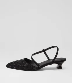 Women DIANA FERRARI Heels-Juless Black Jewels Suede Heels