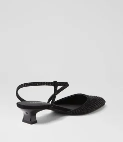 Women DIANA FERRARI Heels-Juless Black Jewels Suede Heels