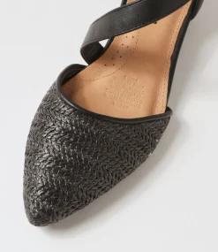Women I LOVE BILLY Heels|Flats-Julich Black Synthetic Raffia Heels