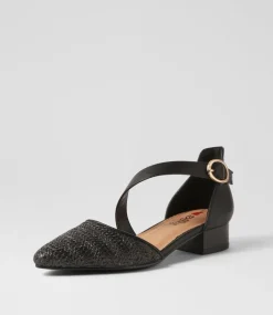 Women I LOVE BILLY Heels|Flats-Julich Black Synthetic Raffia Heels