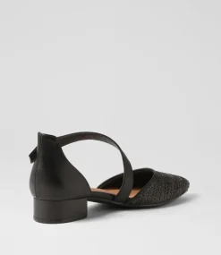 Women I LOVE BILLY Heels|Flats-Julich Black Synthetic Raffia Heels