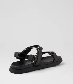 Women I LOVE BILLY Flats|Sandals-Jument Black Croc Sandals