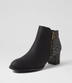 Women I LOVE BILLY Boots-Justean Black Splash Multi Ankle Boots
