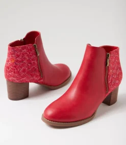 Women I LOVE BILLY Boots-Justean Red Splash Multi Ankle Boots
