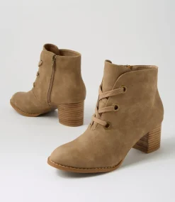 Women I LOVE BILLY Boots-Jutter Taupe Nubuck Pu Ankle Boots