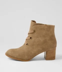Women I LOVE BILLY Boots-Jutter Taupe Nubuck Pu Ankle Boots