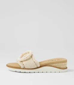 Women I LOVE BILLY Heels|Sandals-Kaarimba Beige Synthetic Raffia Sandals