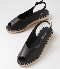 Women SUPERSOFT Comfort|Flats-Kadde Black Leather Sandals