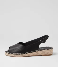 Women SUPERSOFT Comfort|Flats-Kadde Black Leather Sandals