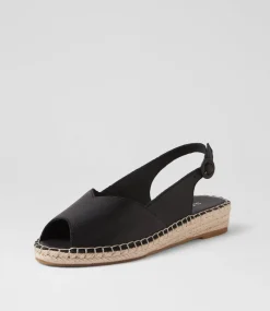 Women SUPERSOFT Comfort|Flats-Kadde Black Leather Sandals