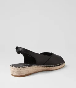 Women SUPERSOFT Comfort|Flats-Kadde Black Leather Sandals