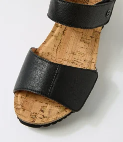 Women SUPERSOFT Comfort|Heels-Kalisie Black Leather Sandals
