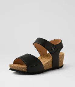 Women SUPERSOFT Comfort|Heels-Kalisie Black Leather Sandals