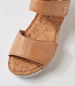Women SUPERSOFT Comfort|Heels-Kalisie Dark Tan Leather Sandals