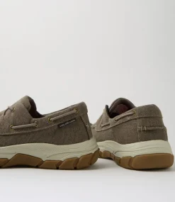 COLORADO Casuals-Kanebo Taupe Canvas Lace Up Flats