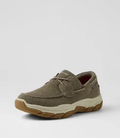 COLORADO Casuals-Kanebo Taupe Canvas Lace Up Flats