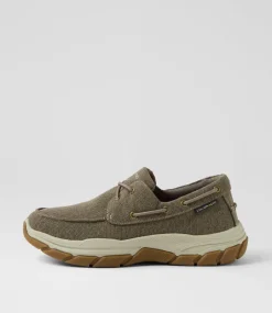 COLORADO Casuals-Kanebo Taupe Canvas Lace Up Flats